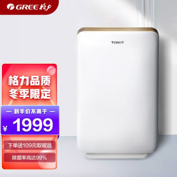 格力（GREE）大松空气净化器 0耗材 家用除细菌除雾霾PM2.5 低噪过滤(KJ200F-A01)
